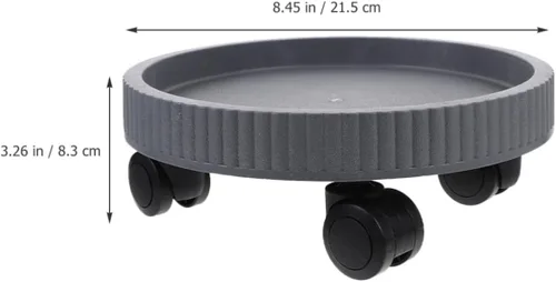 Vista 2 de Kisangel 2pcs Rolling Plant Stand with Wheels, Plastic Flower Pot Mover Reusable round Tray, Floor Protection for Hardwood Surfaces, Supports