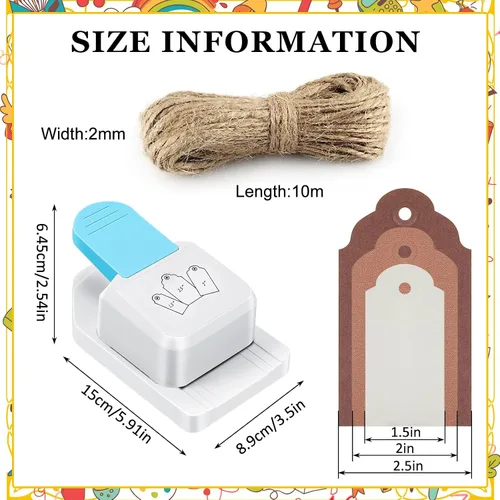 Vista 2 de Lewtemi Papel de regalo 3 en 1 para manualidades, perforador pequeño para álbumes de recortes, suministros de 1.5/2/2.5 pulgadas, perforador