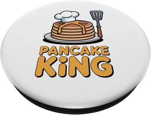 Vista 2 de Pancake King Funny Breakfast Lover Chef Cooking Men Women PopSockets Adhesive PopGrip