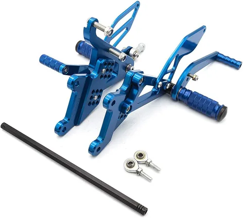 Vista 2 de Krace Juego de estriberas delanteras para motocicleta, reposapiés, pedales de cambio de freno, totalmente ajustables, apto para Yamaha YZF R6