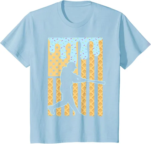 Vista 9 de Camiseta de béisbol Drip Boys Dripping Ice Cream Baseball American Flag, Negro -, Pequeña