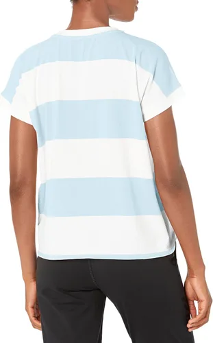 Vista 2 de Andrew Marc Women's Creck Neck Rugby Stripe Short Sleeve T-Shirt