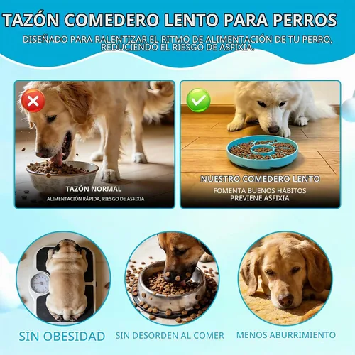 Vista 2 de Tazón de silicona para perros, comedero lento de silicona, con forma de rompecabezas, antiasfixia, cuencos de comida para mascotas, capacidad de 2