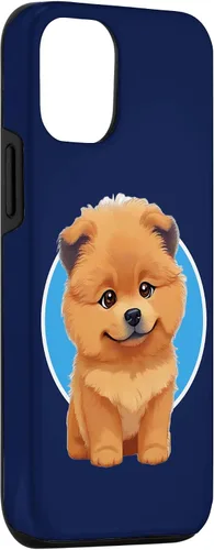 Vista 3 de iPhone 15 Cute Happy Chow Puppy Dog Cartoon Dog to Fall in Love Case
