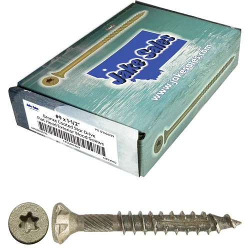 Vista 92 de 8 x 1 revestimiento exterior recubierto de bronce, tornillo de madera multiusos compatible con ACQ, cabeza plana Torx/Star Drive de 1 libra, 288