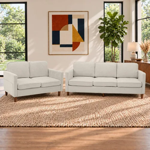 Vista 18 de Kingfun Juego de 2 sillas decorativas, sillas de sala de estar, sillón de lectura de mediados de siglo, felpilla con pie de madera maciza