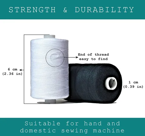 Vista 3 de BlesSew Hilos de coser grises – 10 carretes grandes de hilo de poliéster para mano, acolchado y máquina de coser – tonos grises más blanco y negro
