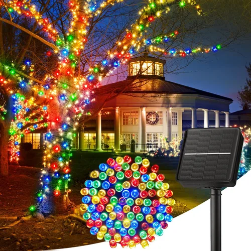 Vista 12 de Minetom Luces de Cadena Solares para Exteriores, 40 pies, 100 Luces LED de Cadena Alimentadas por Energía Solar con 8 Modos de Iluminación, Luces