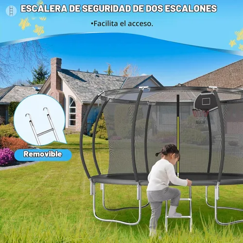 Vista 8 de Trampolín con red de 10 pies, 12 pies, 14 pies Negro-1
