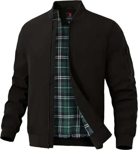 Vista 18 de TBMPOY Chaquetas ligeras para hombre, cortavientos ligeros, con cremallera completa, casual, para trabajo, golf, negocios, otoño, abrigo
