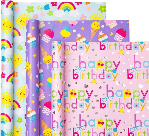 Vista 29 de WRAPAHOLIC Papel de regalo de oso para baby shower, mini rollo, 3 rollos, 17 x 120 pulgadas, diseño de oso de aventura en avión y fiesta para baby