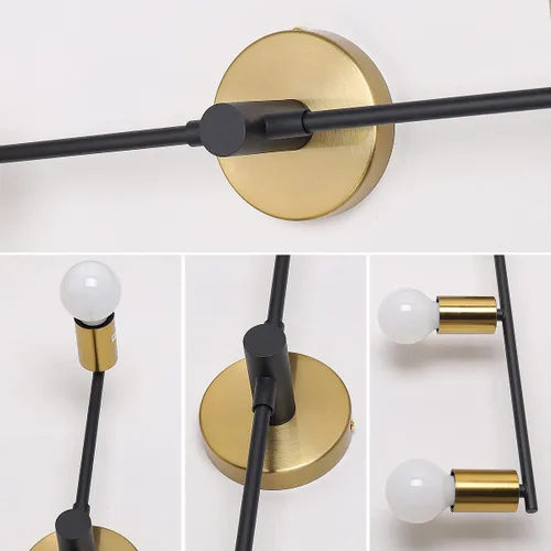 Vista 7 de Apliques de pared para dormitorio, 3 luces de iluminación vintage, modernas luces montadas en la pared, lámpara de pared para porche, pasillo Dorado