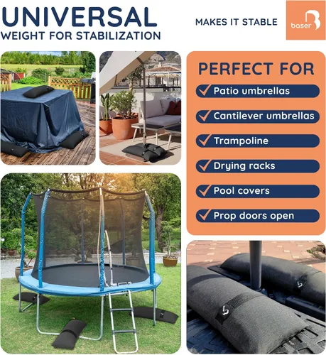 Vista 3 de Baser Bolsas de peso rectas rellenables de 2 x 33 libras rellenables para sombrillas de patio, voladizos y accesorios de jardín Gris-oscuro