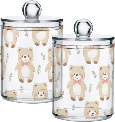 Vista 32 de Juego de 2 dispensadores de bastoncillos de algodón de mármol turquesa, recipiente de almacenamiento para baño, tapa de plástico acrílico, frasco