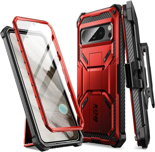 Vista 10 de i-Blason Armorbox - Funda para Google Pixel 8 Pro con soporte y clip para Negro