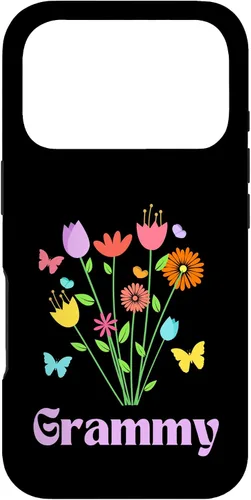 Vista 29 de iPhone 12/12 Pro Grammy Grandma Spring Flowers Pretty Tulips Butterfly Pink Case