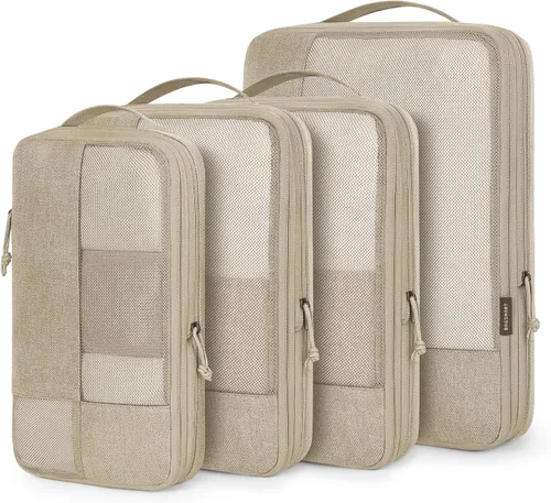 Vista 21 de BAGSMART Juego de 6 cubos de embalaje de compresión para maletas, cubos de viaje de compresión y organizador de maletas para empacar con bolsa