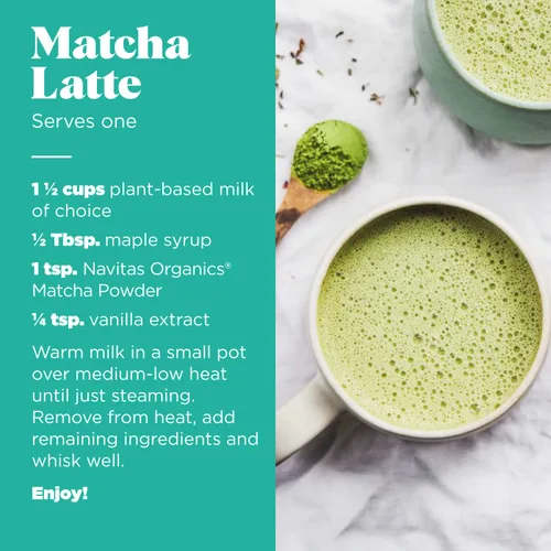 Vista 4 de Navitas Organics Polvo de matcha – Para té, lattes, batidos, postres y más – Energía y antioxidantes – Grado culinario premium – USDA orgánico, sin
