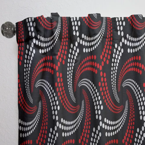 Vista 6 de DesignQ Espirales punteadas retro rojas y blancas - Panel de cortina moderno de mediados de siglo, 52 x 84 pulgadas 19240