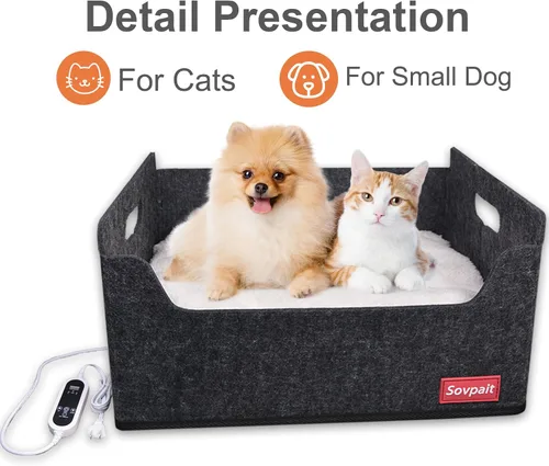 Vista 4 de Cama climatizada para gatos de interior, cama climatizada para mascotas para gatos de interior y perros pequeños, con almohadilla de calefacción