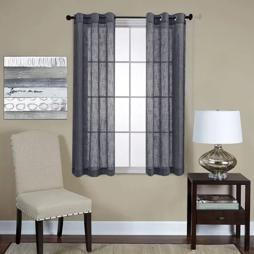 Vista 20 de Cortinas para sala de estar de 2 paneles (2 x 37 pulgadas de ancho), cortinas con textura de lino, con ojales, de la marca Miuco