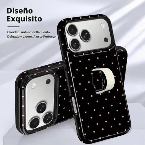 Vista 3 de KANGHAR Compatible con iPhone 17 Pro Case Spot Pattern - Negro Mancha rosada negra