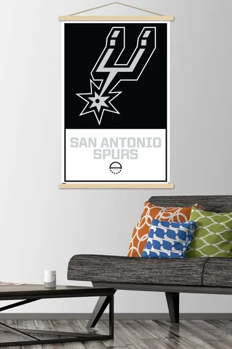 Vista 2 de Trends International NBA San Antonio Spurs - Póster de pared con logotipo 21, 22.375 x 34 pulgadas, paquete de impresión premium y colgador