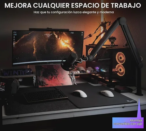 Vista 8 de Sensic SA-30 Brazo de Micrófono Boom, Soporte de Micrófono Giratoria de 360° con elevador de 15 cm, Soporte de Micrófono con Adaptadores de 1/4
