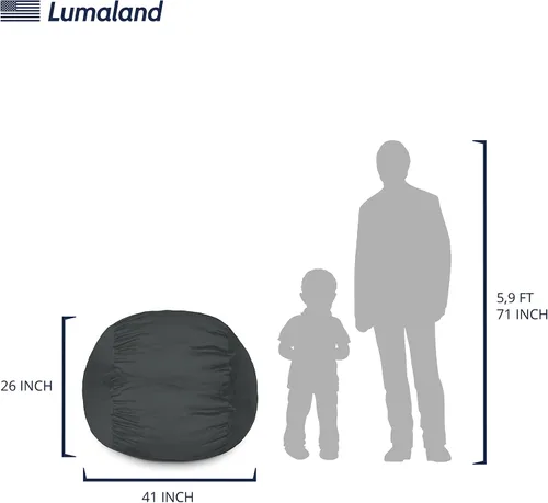 Vista 3 de Lumaland Silla Puf Lujosa Mediana de 3 pies con Funda de Microgamuza - Ultra Suave, Relleno de Espuma, Sofá Puf Lavable para Adultos, Adolescentes