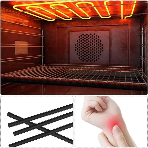 Vista 3 de Boao Paquete de 8 protectores de rejilla para horno de 14 pulgadas, protector inferior de silicona para horno, protectores de bordes resistentes al