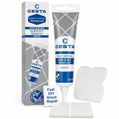 Vista 7 de Kit de reparación de lechada de azulejos CESTA – Tubo de exprimir, secado rápido, pintura de lechada impermeable para restaurar y renovar líneas