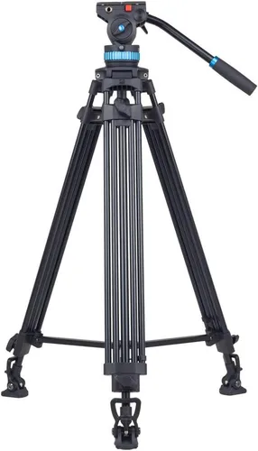 Vista 4 de SIRUI AM-25S Trípode de Video, 74.8" Trípode Profesional de Servicio Pesado con Cabezal Fluido de Amortiguación Ajustable para Videocámara, Cámaras