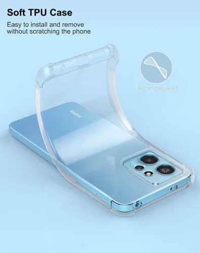 Vista 4 de USTIYA Funda para Redmi Note 12 4G Clear TPU Cuatro Esquinas Cubierta Protectora Transparente Suave