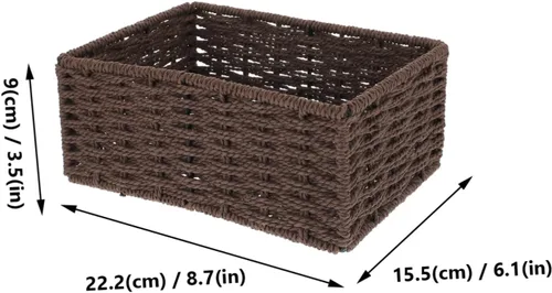 Vista 7 de STOBAZA Cesta de almacenamiento de mesa multifuncional Soporte de almacenamiento tejido decorativo para sala de estar