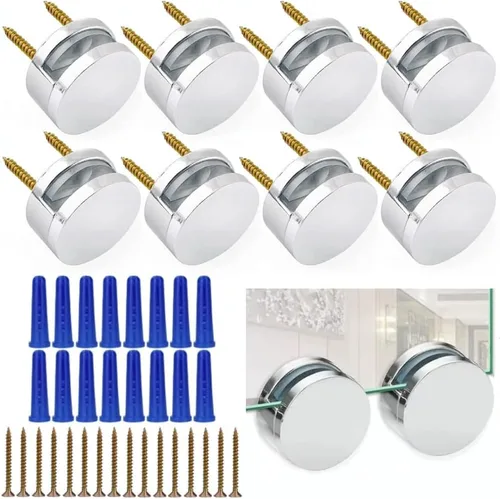 Vista 7 de AccEncyc Negro Mejorado Kit de Montaje para Espejos Sin Marco de 3-5mm, Juego de 4 Piezas con Tornillos Duales y Anclajes de Alta Resistencia NEGRO