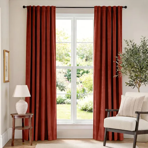 Vista 157 de Lazzzy Cortinas opacas de terciopelo beige de 84 pulgadas de largo con aislamiento térmico para oscurecer la habitación, cortinas forradas de lujo