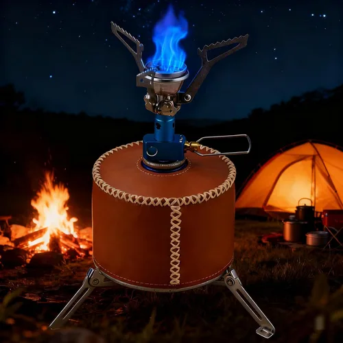 Vista 3 de Mini Soporte Estabilizador de Botella de Combustible, Trípode Plegable de Acero Inoxidable 304 para Estufas de Camping, Botellas de Butano/Propano