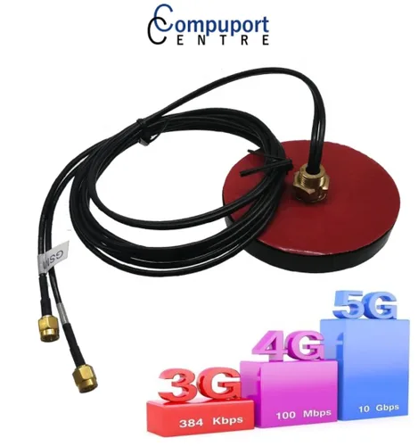 Vista 6 de CompuPort - Antena de disco omnidireccional 5G LTE MIMO con conectores macho SMA de doble diversidad con cables de 15 pies para módems inalámbricos