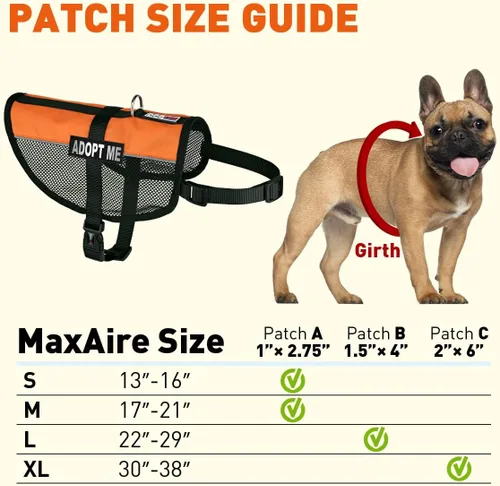 Vista 59 de Dogline MaxAire - Chaleco de malla para perros de 13 a 16 pulgadas y 2 parches extraíbles Adopt Me, talla S, color negro