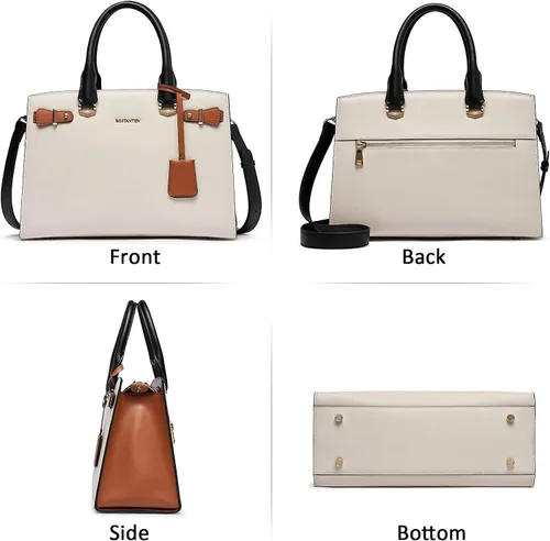 Vista 7 de BOSTANTEN Bolso de cuero para mujer, bolso de diseñador con asa superior, bolso cruzado, Bolsas colgantes de cuero para mujer