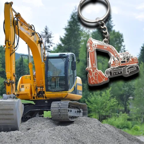 Vista 2 de Llavero de excavadora de metal con colgante de excavadora de agarre para niños, hombres, amantes de las agarraderas (2 unidades), Plateado