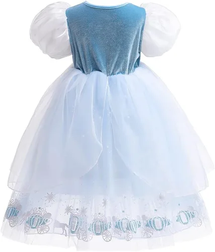 Vista 6 de Vestido de Cenicienta para niñas, disfraz de princesa para Halloween, cosplay, cumpleaños, concurso, Navidad, fiesta de noche