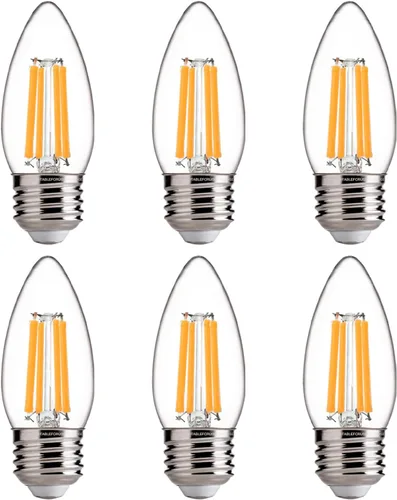 Vista 37 de FLSNT Bombillas LED de Araña Equivalentes a 40W, Bombillas LED Ámbar Regulables B11 E26 Base de Candelabro, 2200K Blanco Cálido, 330LM, Paquete de 6