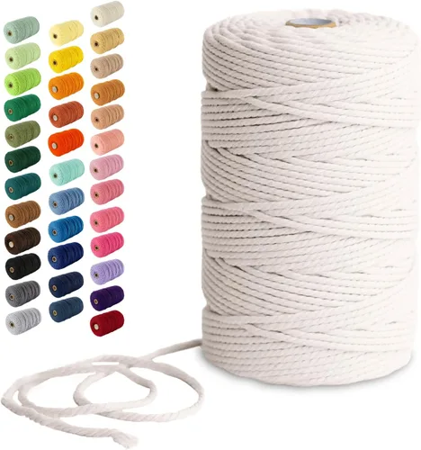 Vista 120 de Nook Theory Hilo de macramé de 3mm 109 yardas - Cuerda de macramé suave de 4mm, 5mm perfecta para nudos - Suministros de macramé para colgadores
