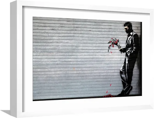 Vista 6 de ART.COM Impresiones artísticas enmarcadas para pared Hustler Club de Banksy, decoración botánica, 18 x 12 pulgadas, marco negro con paspartú blanco