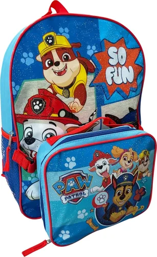 Vista 3 de Fast Forward Paw Patrol So Fun - Mochila infantil de 15 pulgadas con lonchera extraíble (azul-rojo)