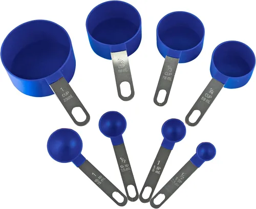 Vista 10 de Reston Lloyd 8 tazas y cucharas medidoras para ingredientes secos y líquidos, plástico de grado alimenticio con asas de acero inoxidable, color negro