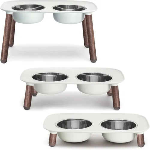 Vista 9 de Comedero elevado doble para perros, con recipientes extraíbles de acero inoxidable y patas ajustables (40 onzas / 5 tazas por recipiente), de Messy