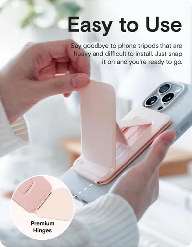 Vista 8 de MOFT Soporte de trípode para teléfono para iPhone, soporte para iPhone multiángulo, soporte para teléfono ligero y portátil, imanes fuertes, cuero