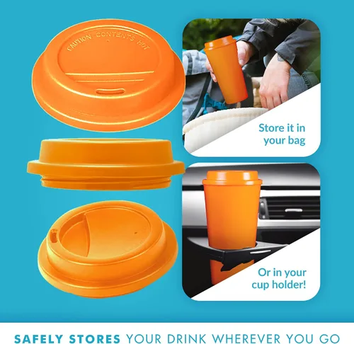 Vista 5 de Simply Green Solutions - Tazas de café reutilizables con tapas, tazas térmicas para bebidas frías y calientes, vaso de doble pared, tazas de café